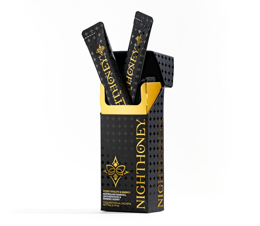NightHoney: Pure Tasmanian Manuka, Leatherwood Honey & Ginseng for Natural Vitality and Energy.