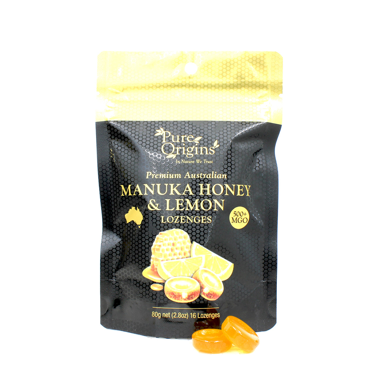 Pure Origins Manuka Honey & Lemon Lozenges | 500+ MGO | 80g Pack