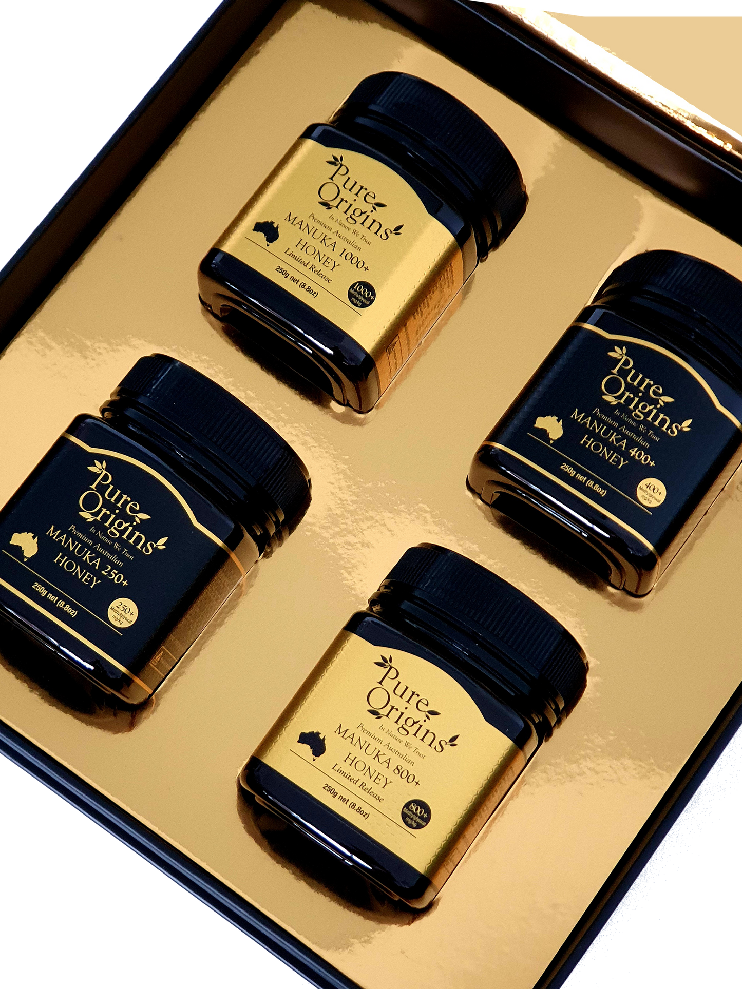 SALUTARIS Gift Box. Australian Manuka Honey 4 Pack Gift Bundle